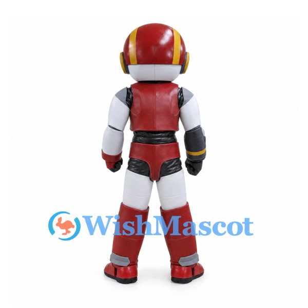 Robot Mascot Costume in Red and Silver with Helmet