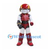 Robot Mascot Costume in Red and Silver with Helmet