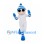 White Character Mascot Costume with Blue Striped Hat and Sunglasses