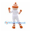 White Character Mascot Costume with Orange Striped Hat and Sunglasses
