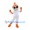 White Character Mascot Costume with Orange Striped Hat and Sunglasses
