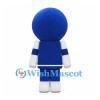 Robot Mascot Costume in Blue and White with Square Body