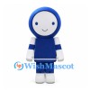 Robot Mascot Costume in Blue and White with Square Body