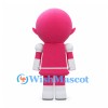 Robot Mascot Costume in Pink and White with Square Body