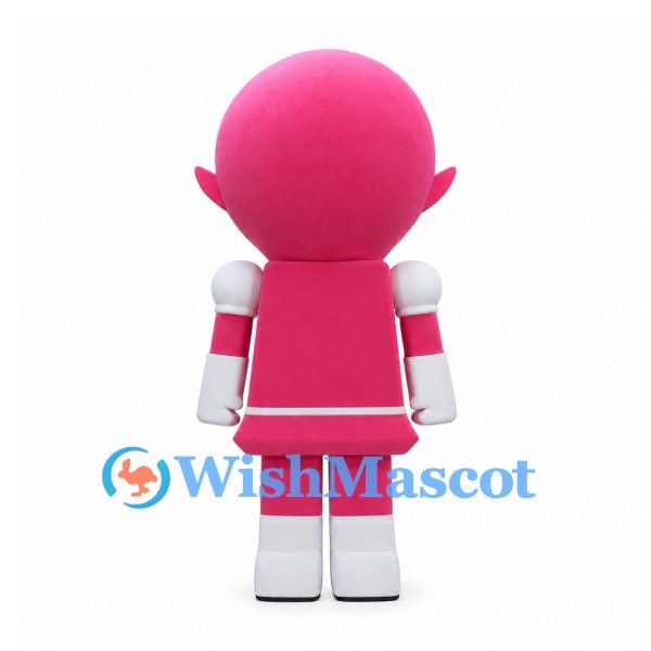 Robot Mascot Costume in Pink and White with Square Body