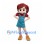 Girl Mascot Costume with Brown Pigtails and Teal Pinafore Dress