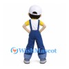 Boy Mascot Costume with White Cap and Blue Overalls