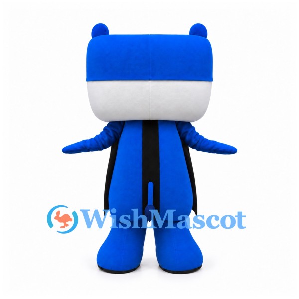 Pig Mascot Costume in Blue with White Snout and Black Vest