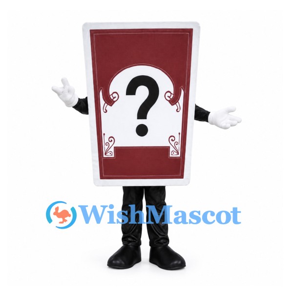 Card Mascot Costume in Red with Question Mark