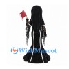 Gothic Woman Mascot Costume with Long Black Hair and Axe Prop