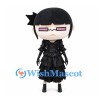 Girl Mascot Costume with Black Pigtails, Glasses and Ruffled Dress