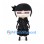Girl Mascot Costume with Black Pigtails, Glasses and Ruffled Dress