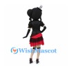 Gothic Girl Mascot Costume with Mini Top Hat and Red Skirt