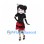 Gothic Girl Mascot Costume with Mini Top Hat and Red Skirt