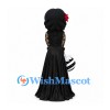 Woman Mascot Costume with Black Lace Gown and Red Hair Flower