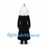 Wizard Mascot Costume with White Hair and Long Black Coat
