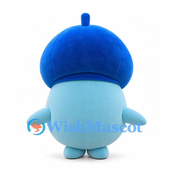 Blue Monster Mascot Costume with Round Body and Large Cap