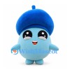 Blue Monster Mascot Costume with Round Body and Large Cap