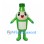Bottle Mascot Costume in Green with White Label and Smiling Face