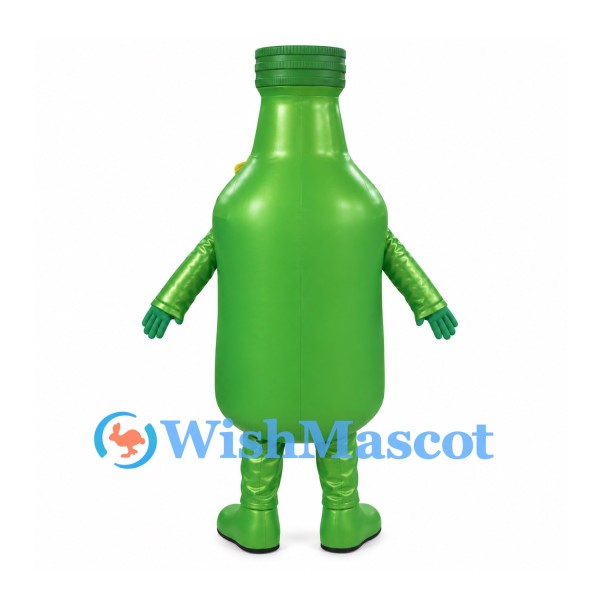 Bottle Mascot Costume in Green with Yellow Hair Bow