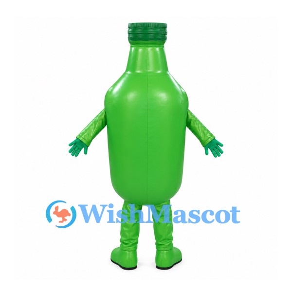 Bottle Mascot Costume in Green with Wide Toothy Grin