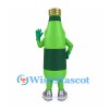 Bottle Mascot Costume in Light Green with Dark Label and Silver Shoes