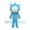 Robot Mascot Costume in Blue with White Face and Chest Stripes