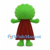 Tree Mascot Costume with Green Crown and Burgundy Cape