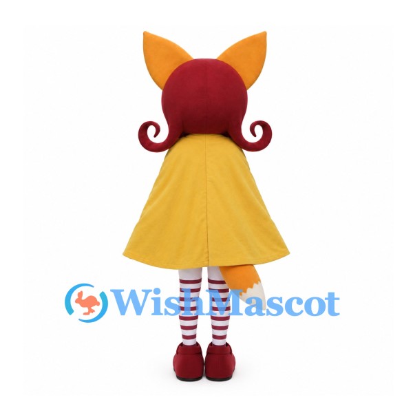 Girl Mascot Costume with Fox Ears and Yellow Cape