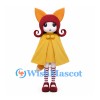 Girl Mascot Costume with Fox Ears and Yellow Cape