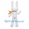Rabbit Mascot Costume in White with Gold Scarf