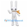 Rabbit Mascot Costume in White with Gold Scarf