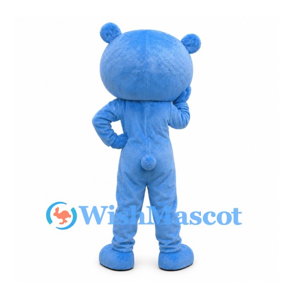 Bear Mascot Costume in Blue with Large White Grin