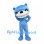 Bear Mascot Costume in Blue with Large White Grin