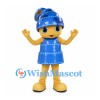 Mouse Mascot Costume in Yellow with Blue Helmet and Dress