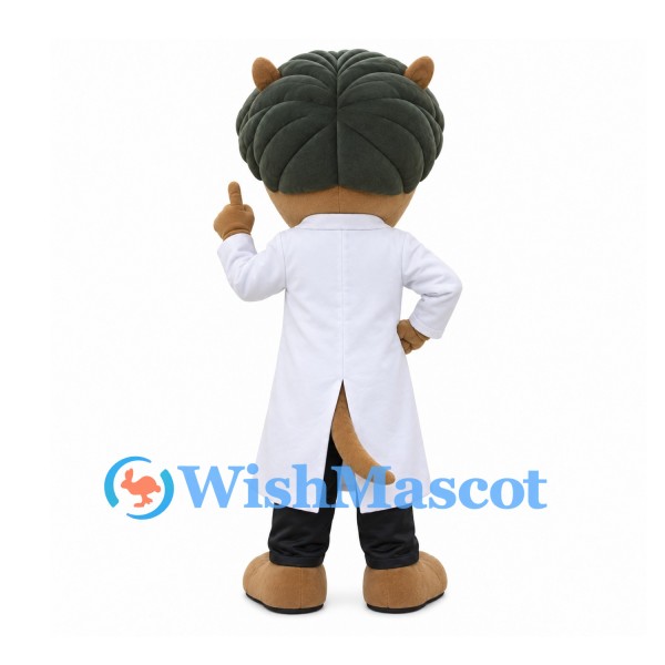 Horse Mascot Costume with Green Hair and White Lab Coat