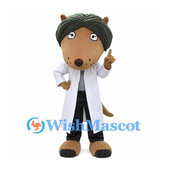 Horse Mascot Costume with Green Hair and White Lab Coat