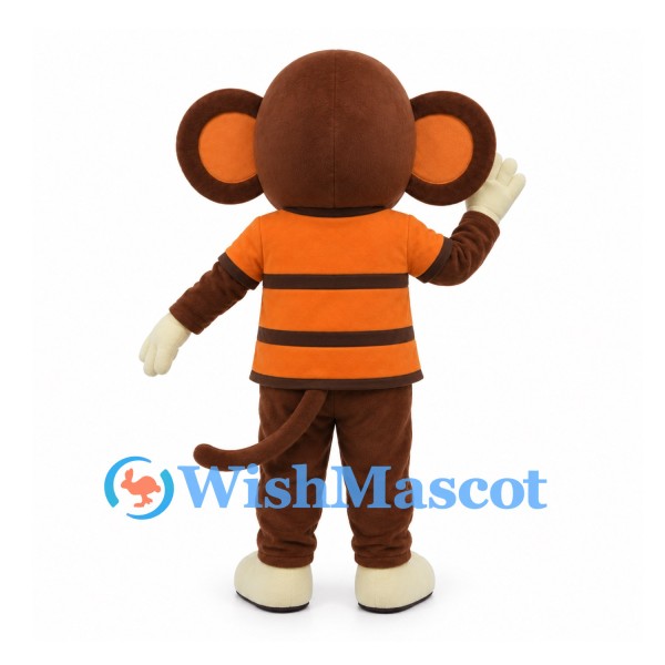 Monkey Mascot Costume with Orange and Black Striped Shirt