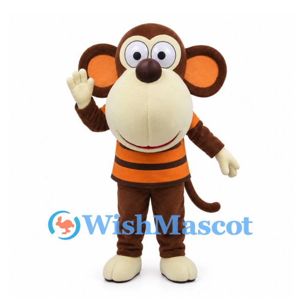 Monkey Mascot Costume with Orange and Black Striped Shirt
