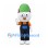 Worker Mascot Costume with Green Helmet and Navy Overalls