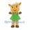 Pig Mascot Costume in Yellow with Green Dress and White Bonnet
