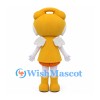 Girl Mascot Costume with Yellow Helmet, Dress and Small White Wings