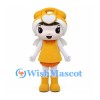 Girl Mascot Costume with Yellow Helmet, Dress and Small White Wings