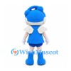 Boy Mascot Costume with Blue Helmet, Outfit and Small White Wings