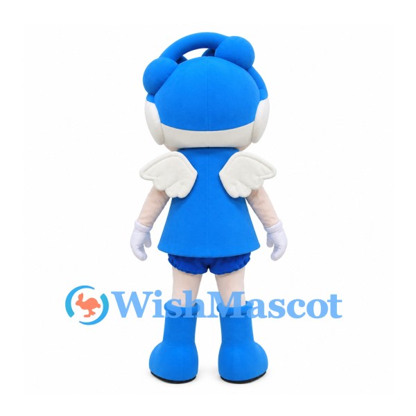 Boy Mascot Costume with Blue Helmet, Outfit and Small White Wings