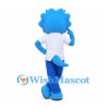 Dinosaur Mascot Costume in Blue with White Shirt and Red Tie