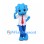 Dinosaur Mascot Costume in Blue with White Shirt and Red Tie