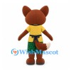 Fox Mascot Costume with Yellow Shirt, Green Shorts and Dark Apron