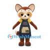 Fox Mascot Costume with Yellow Shirt, Green Shorts and Dark Apron
