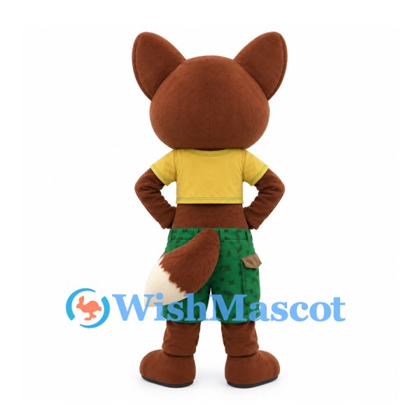 Fox Mascot Costume with Yellow Crop Top and Green Shorts